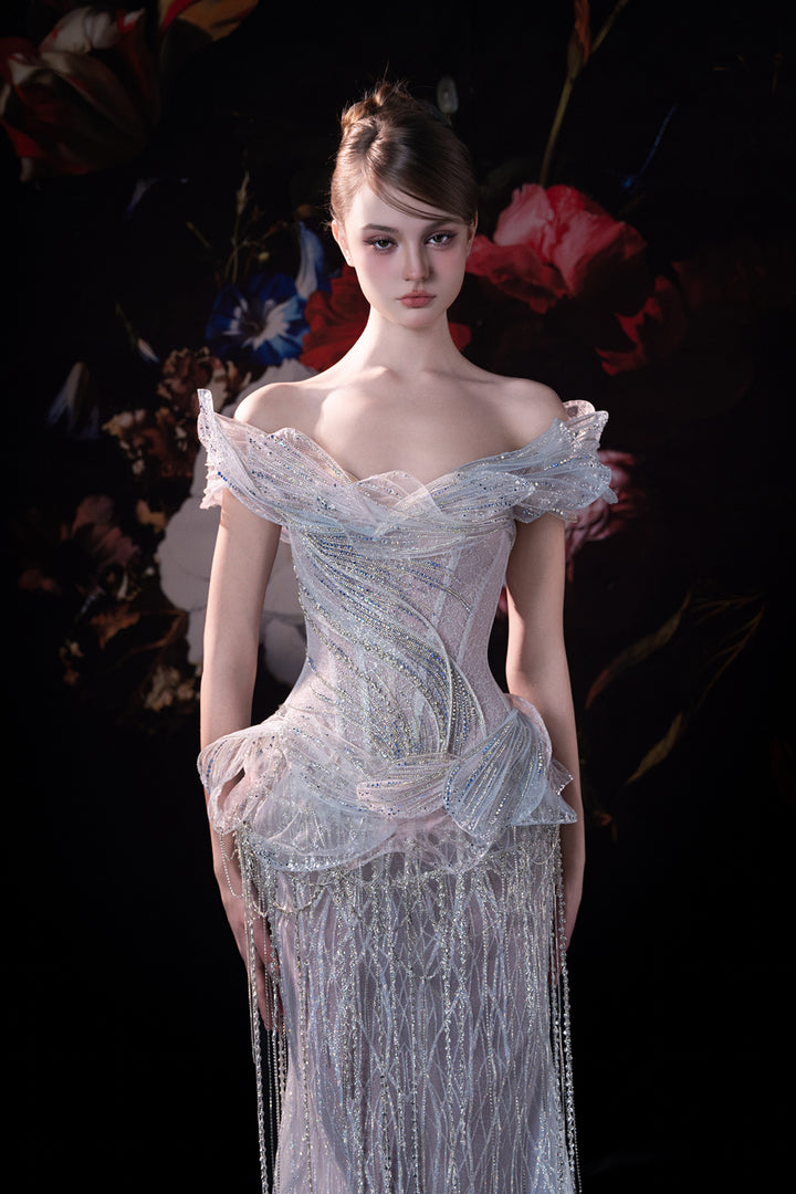 Column Dress with Corseted Bodice