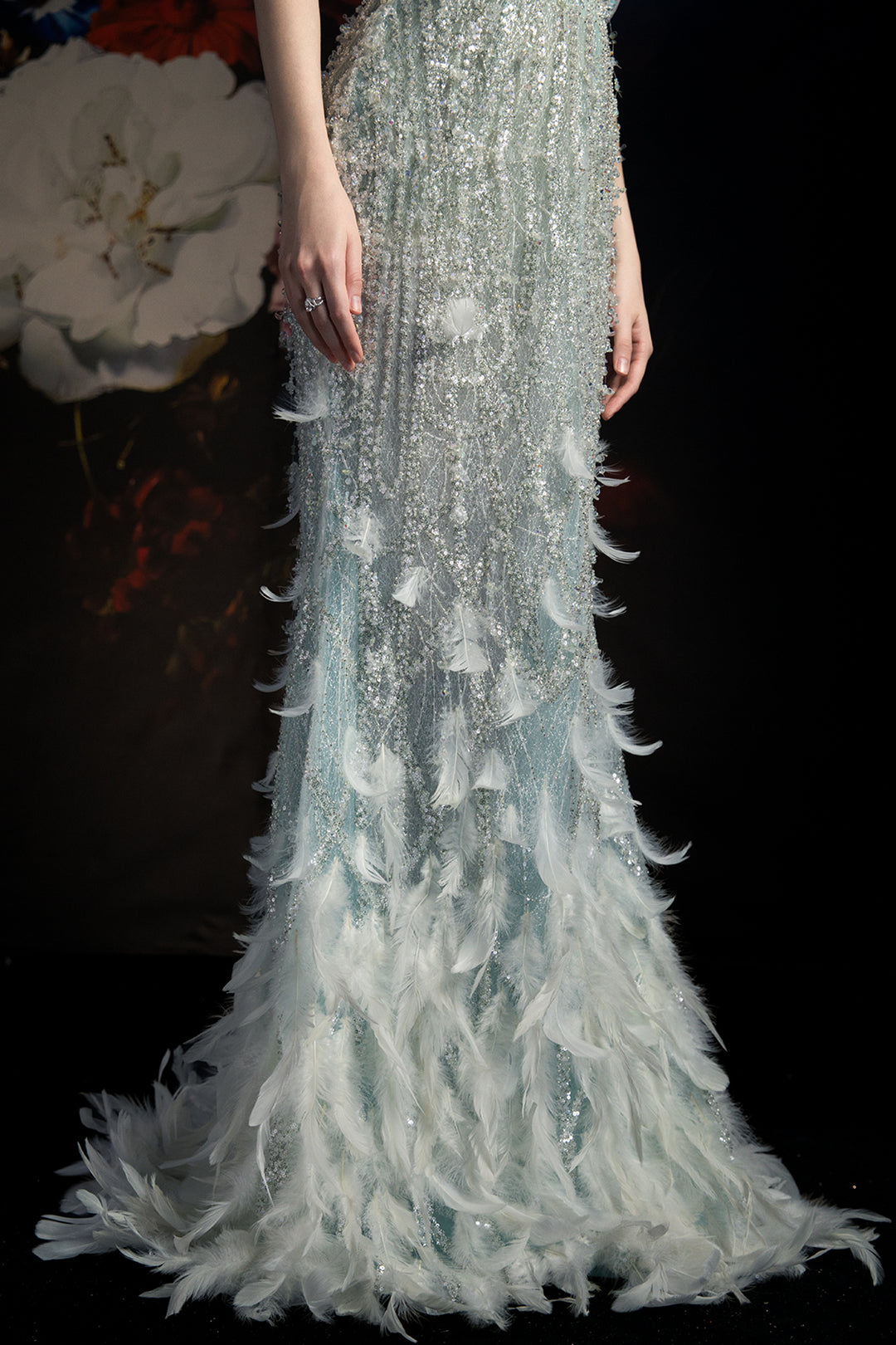 Column Dress with Off-The-Shoulder Sleeve and Cape