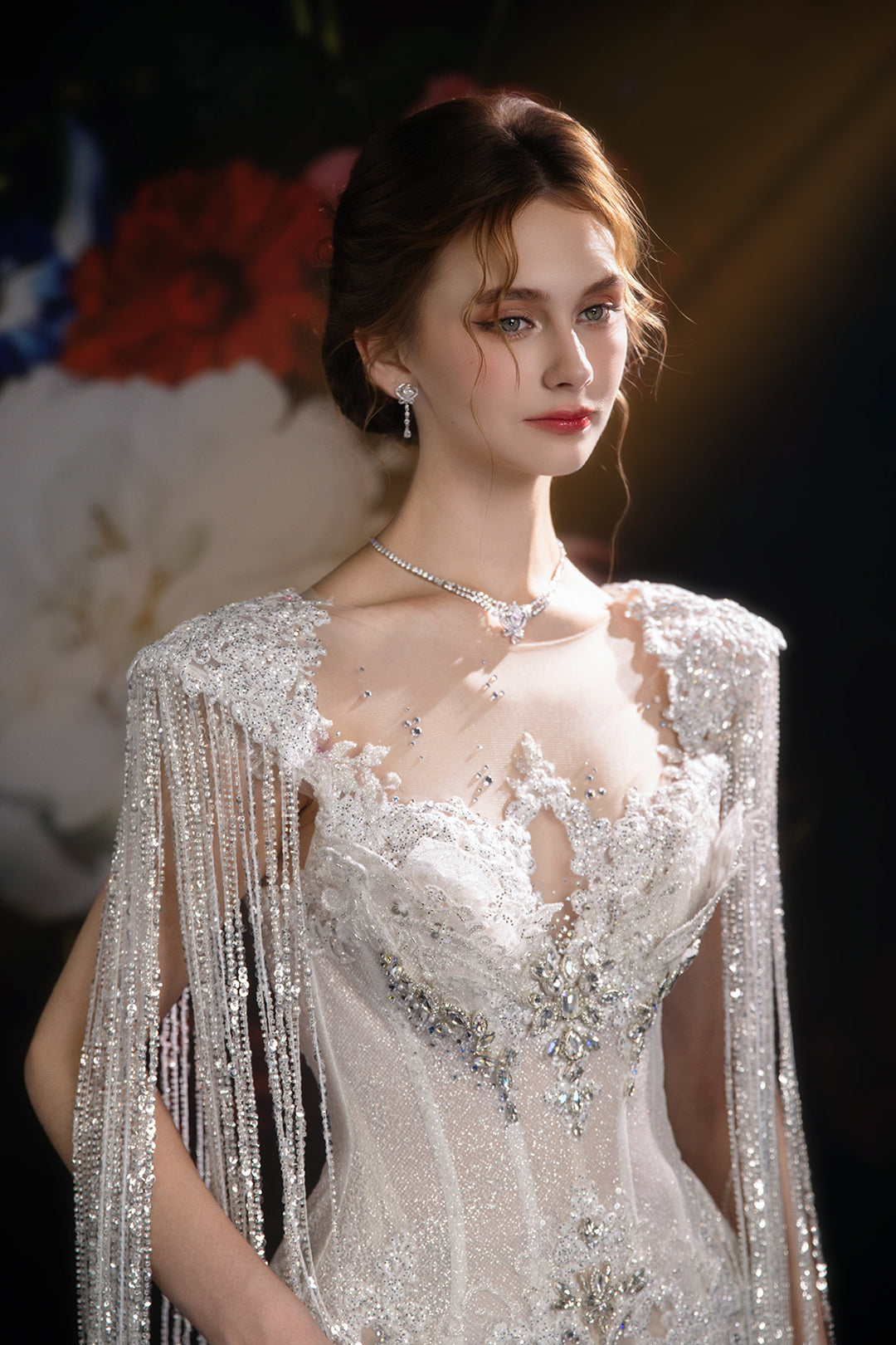 Column Dress with Beaded Fringe