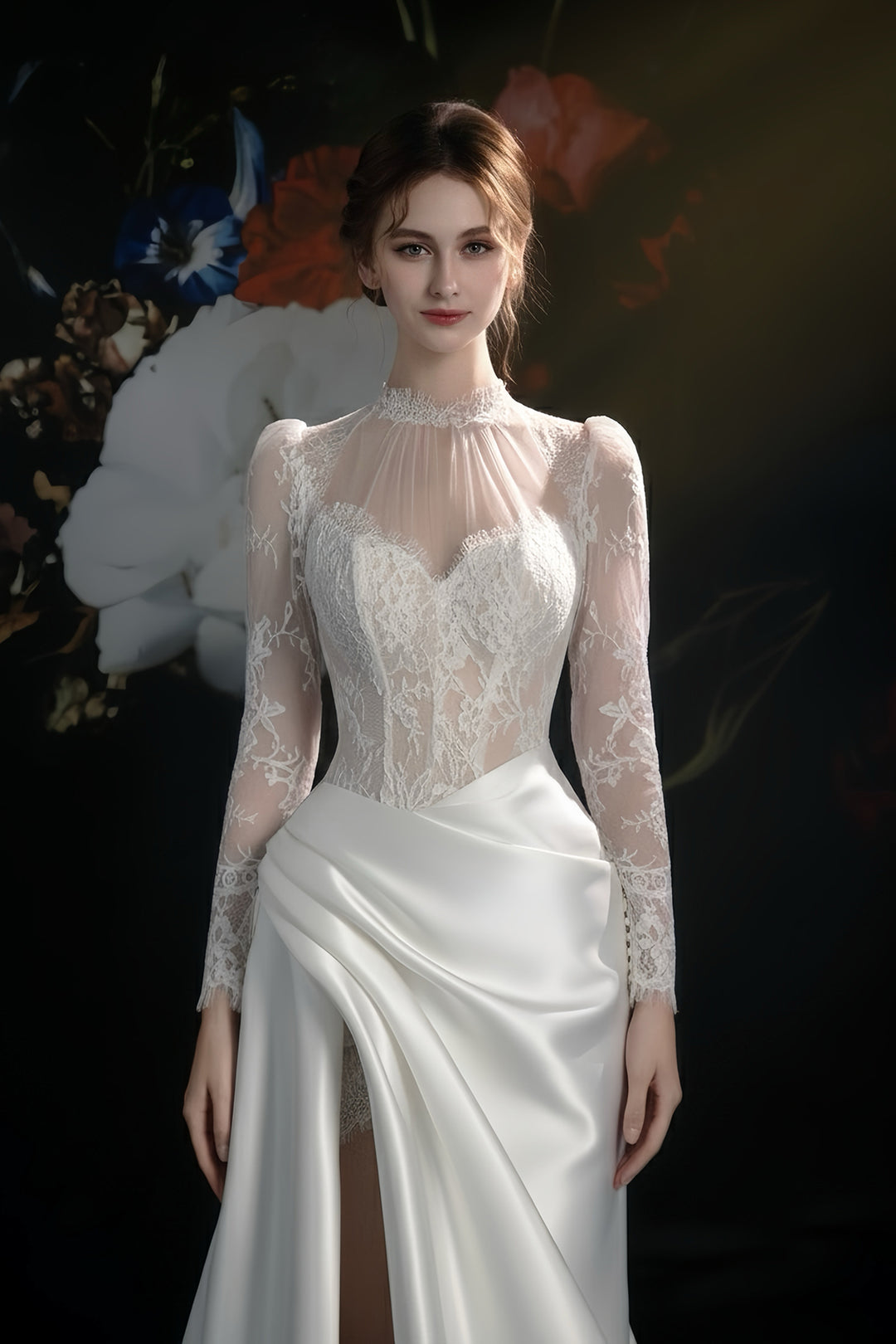 Corseted Bodice with Asymmetrical Draped Skirt