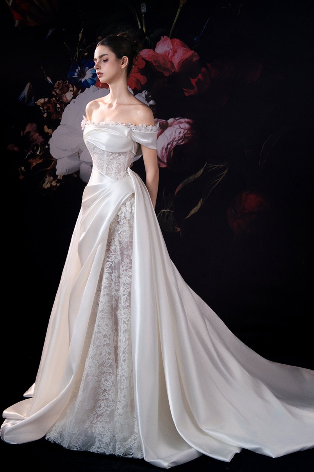 Off-The-Shoulder Neckline Dress with Corseted Bodice