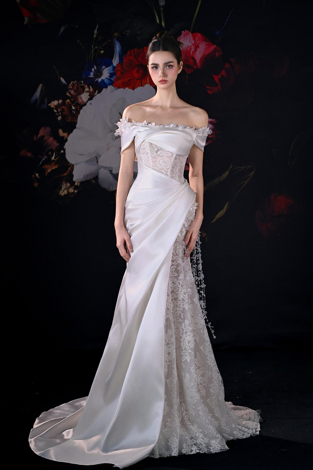 Off-The-Shoulder Neckline Dress with Corseted Bodice