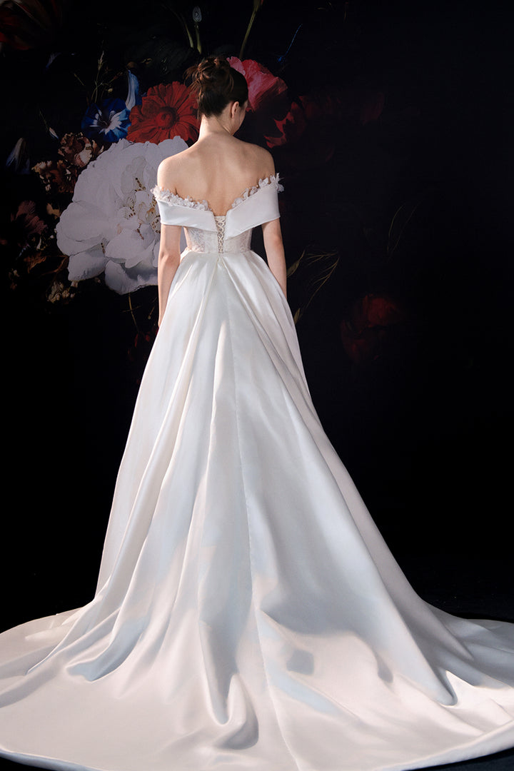 Off-The-Shoulder Neckline Dress with Corseted Bodice