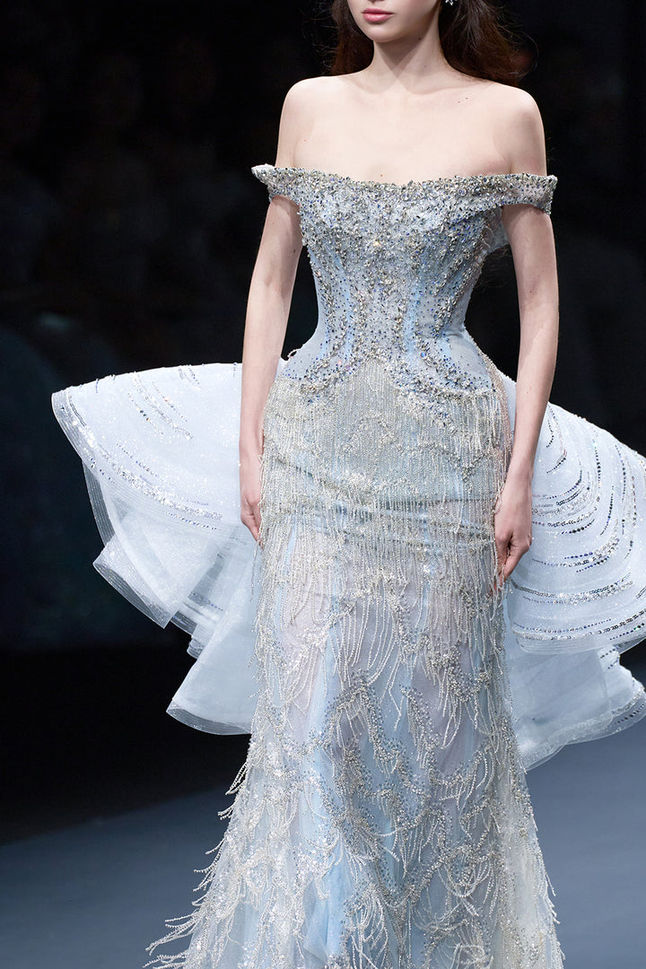 Celestial Fringe And Sculptural Tiers Dress