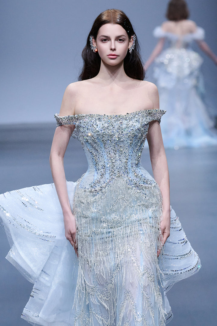 Celestial Fringe And Sculptural Tiers Dress