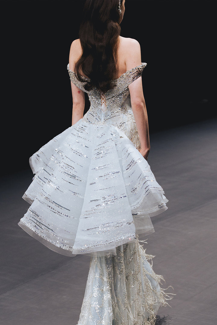 Celestial Fringe And Sculptural Tiers Dress