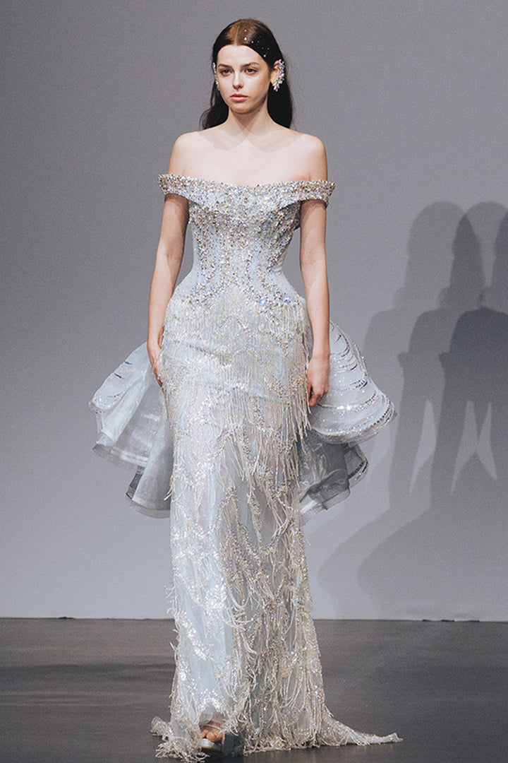 Celestial Fringe And Sculptural Tiers Dress