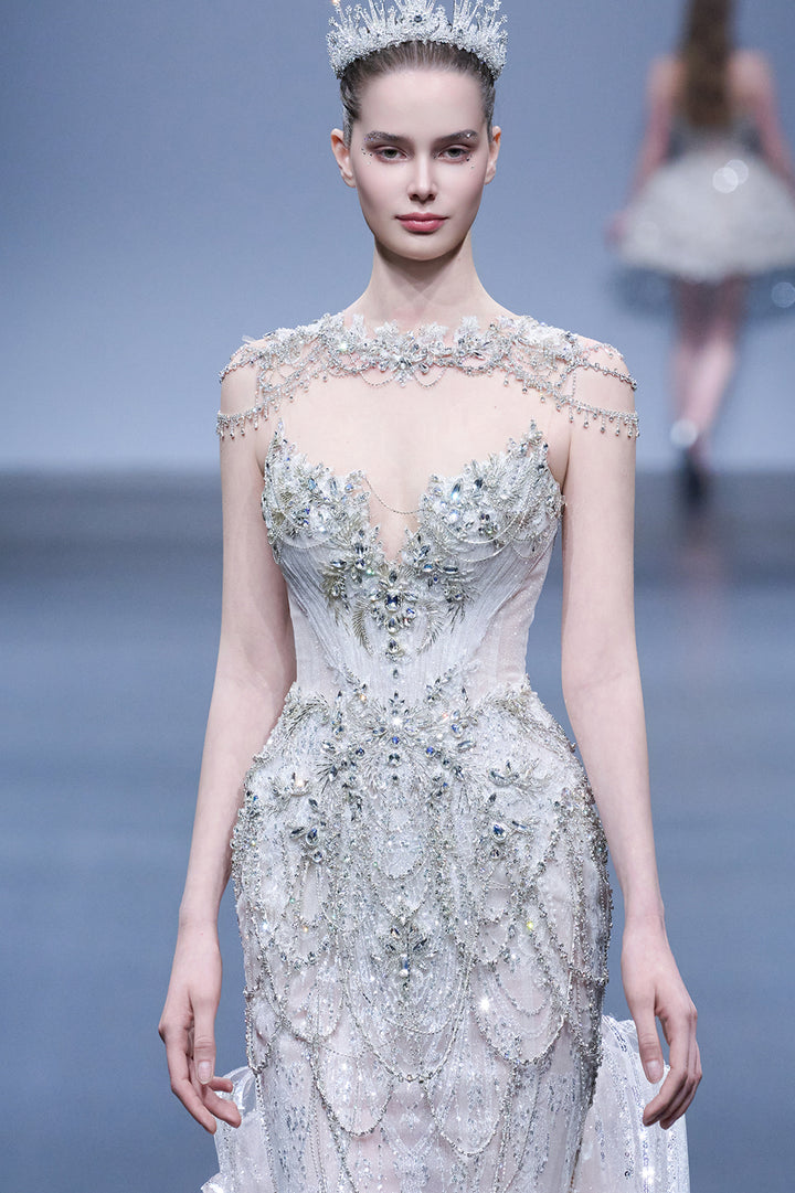 Mermaid Tulle with Crystal Embellishments