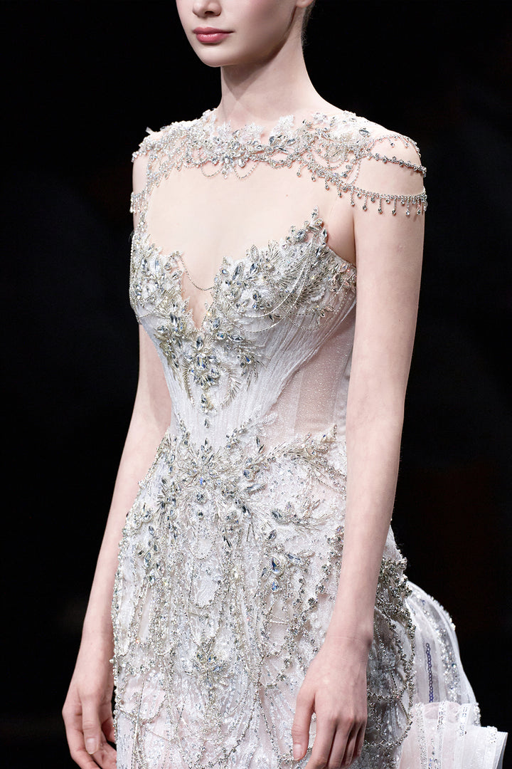 Mermaid Tulle with Crystal Embellishments