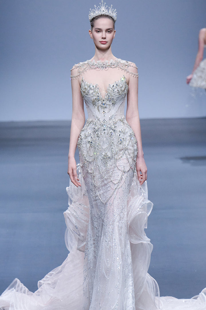 Mermaid Tulle with Crystal Embellishments