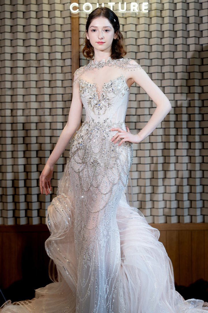 Mermaid Tulle with Crystal Embellishments