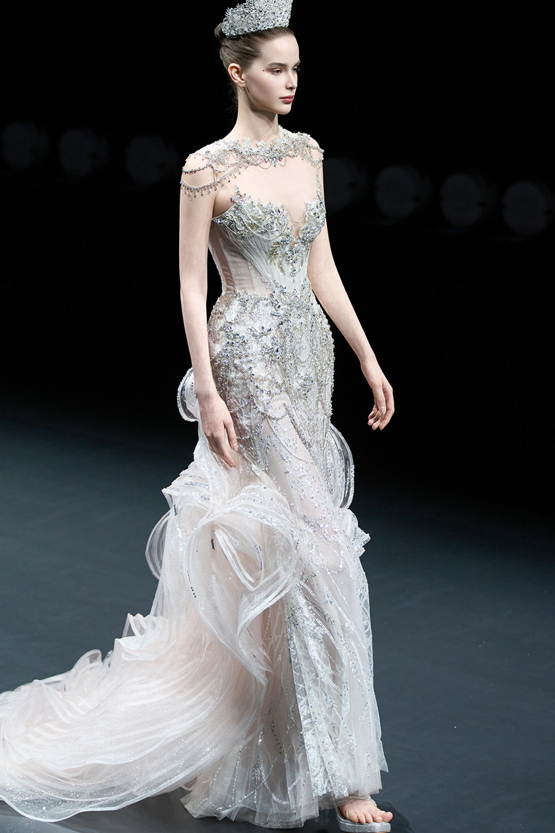 Mermaid Tulle with Crystal Embellishments