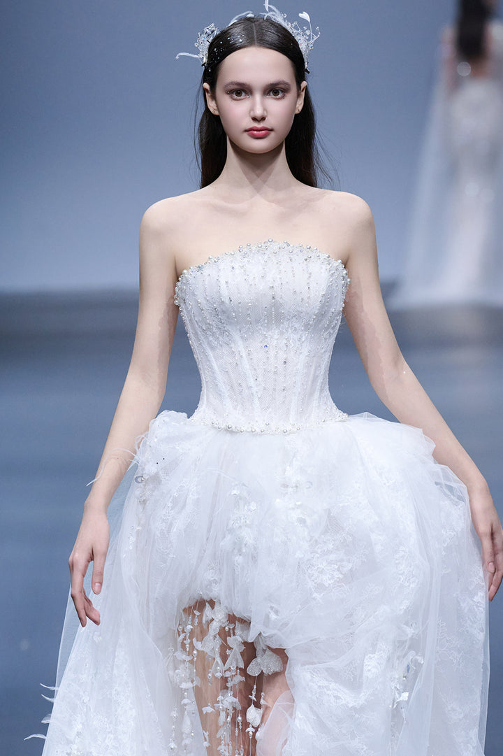 Ethereal Floral And Crystal A-line Dress