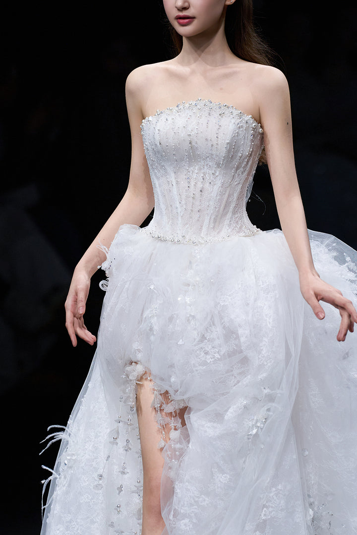 Ethereal Floral And Crystal A-line Dress