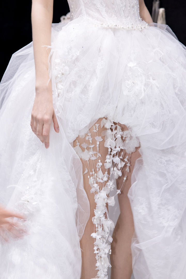 Ethereal Floral And Crystal A-line Dress