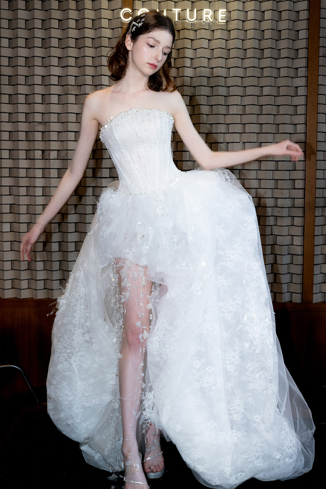 ethereal formal dresses Handmade Ethereal Embellished Tulle Prom Dress Bridal Dress Blue / S I Retro Fairy