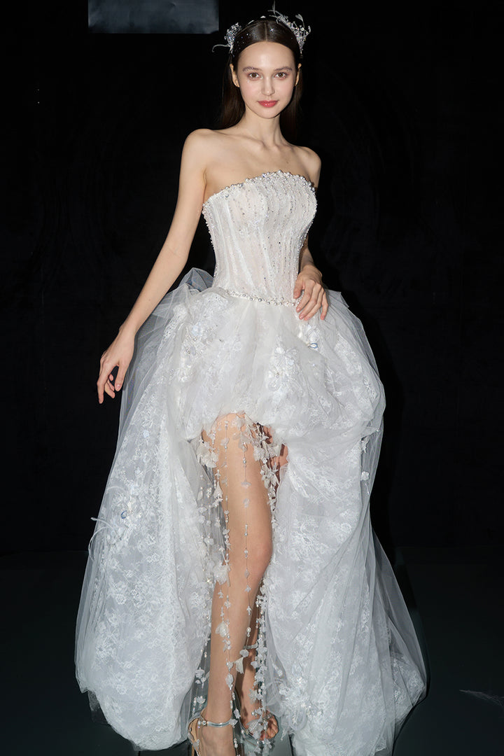 Ethereal Floral And Crystal A-line Dress