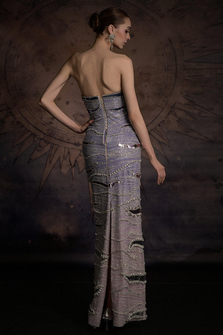 Wavy Horizontal Column Long Dress