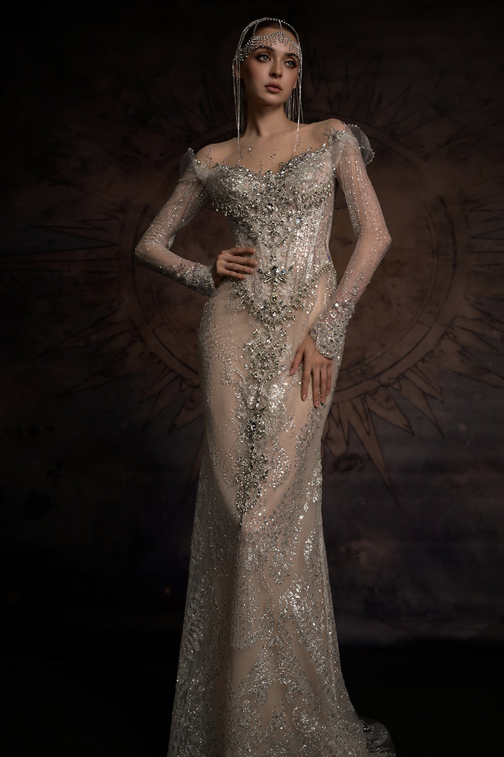 Overskirt Dress with Illusion Mesh