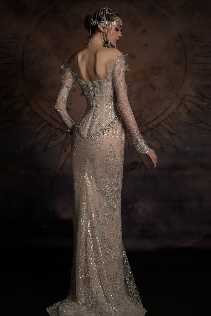 Overskirt Dress with Illusion Mesh