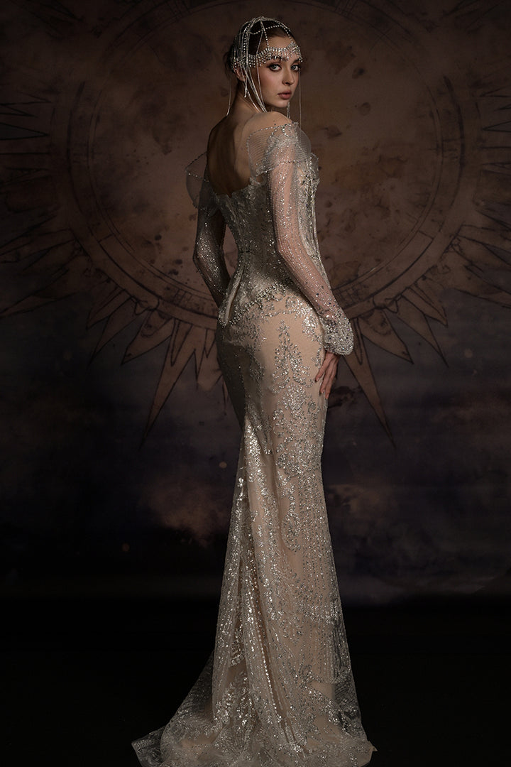 Overskirt Dress with Illusion Mesh