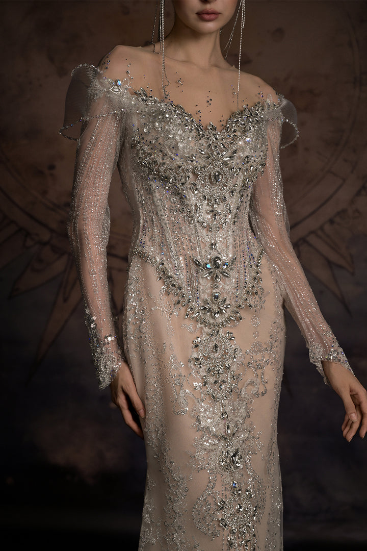 Overskirt Dress with Illusion Mesh