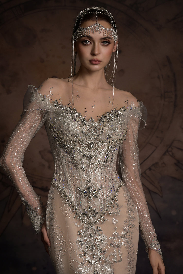 Overskirt Dress with Illusion Mesh
