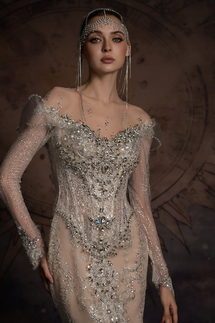Overskirt Dress with Illusion Mesh