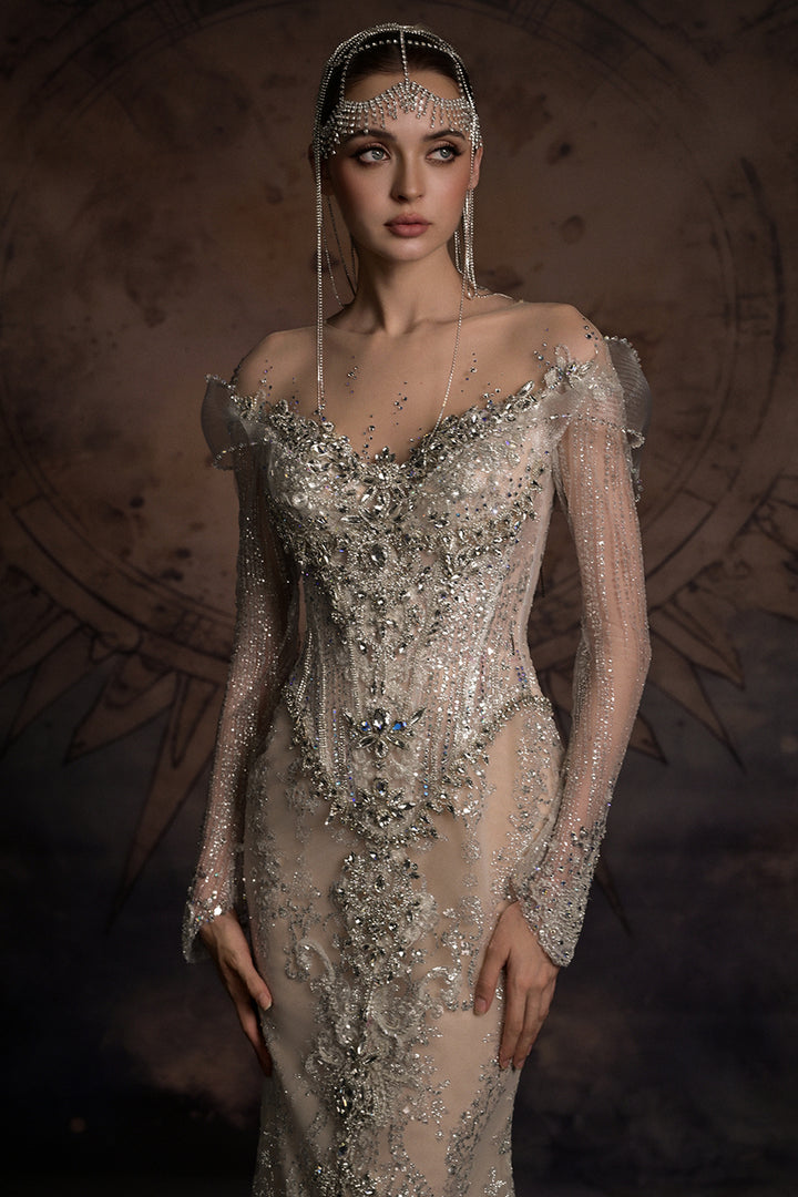 Overskirt Dress with Illusion Mesh