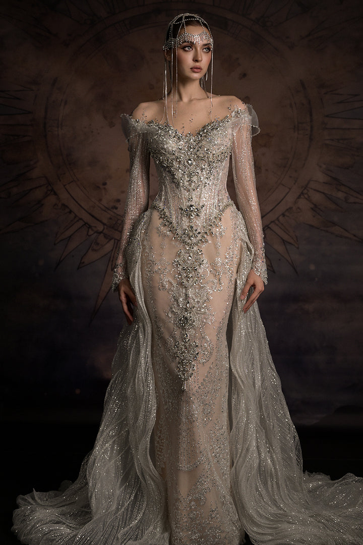 Overskirt Dress with Illusion Mesh
