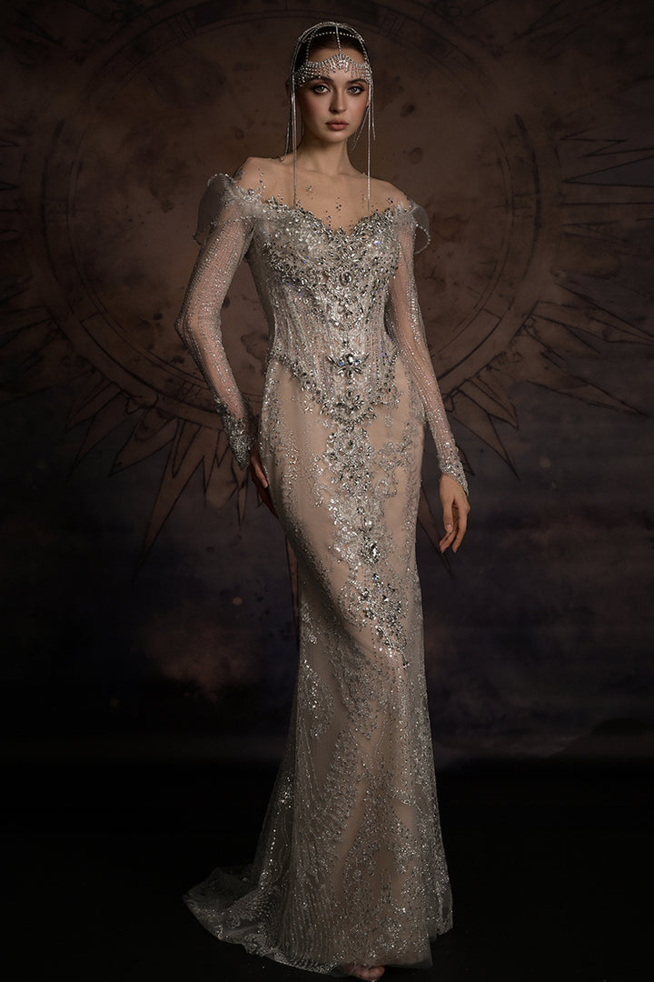 Overskirt Dress with Illusion Mesh
