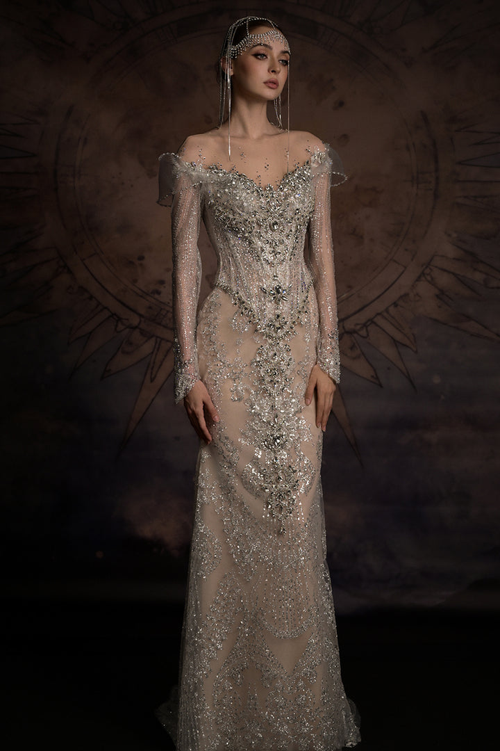 Overskirt Dress with Illusion Mesh