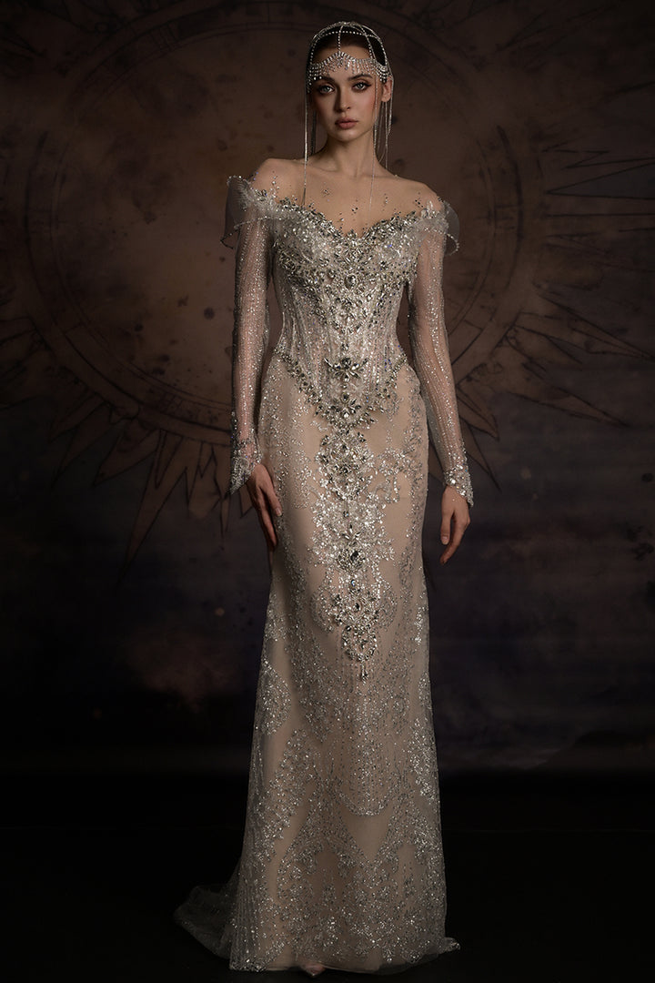 Overskirt Dress with Illusion Mesh