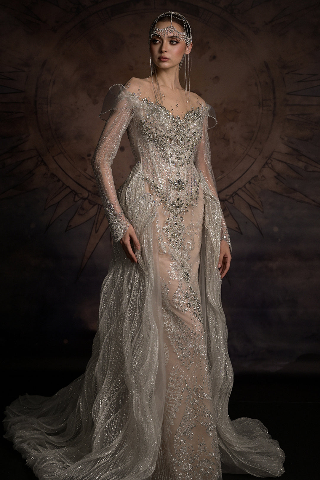 Overskirt Dress with Illusion Mesh