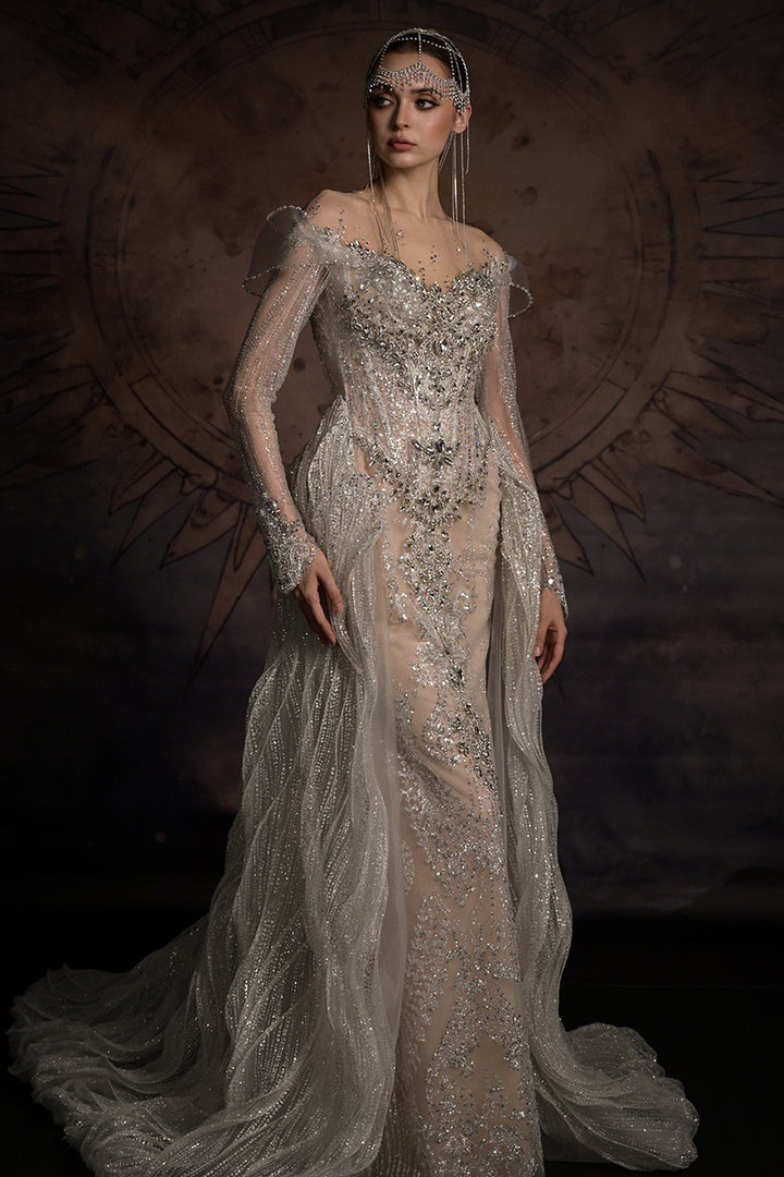 Overskirt Dress with Illusion Mesh