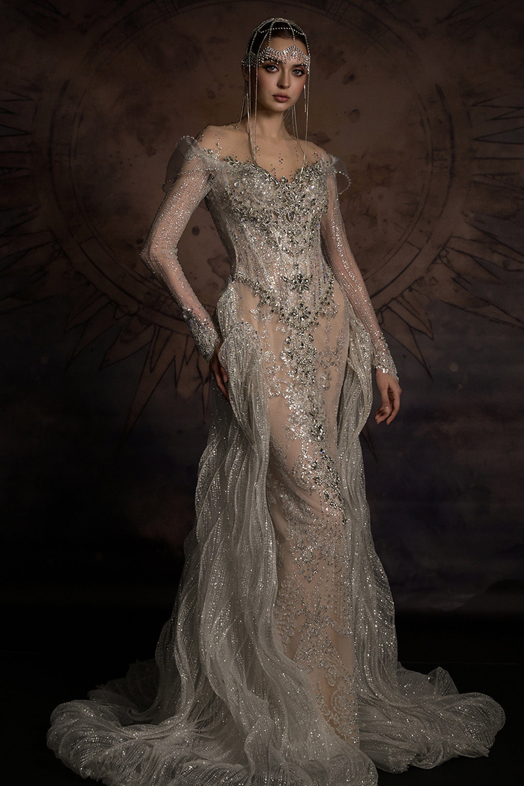 Overskirt Dress with Illusion Mesh