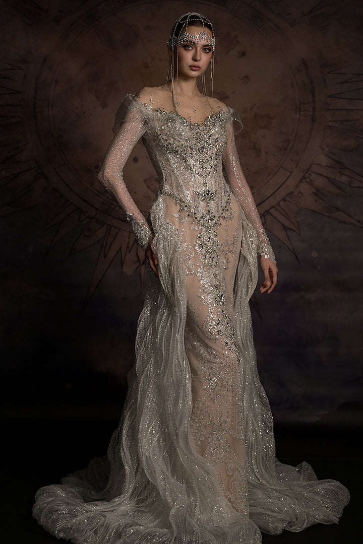 Overskirt Dress with Illusion Mesh
