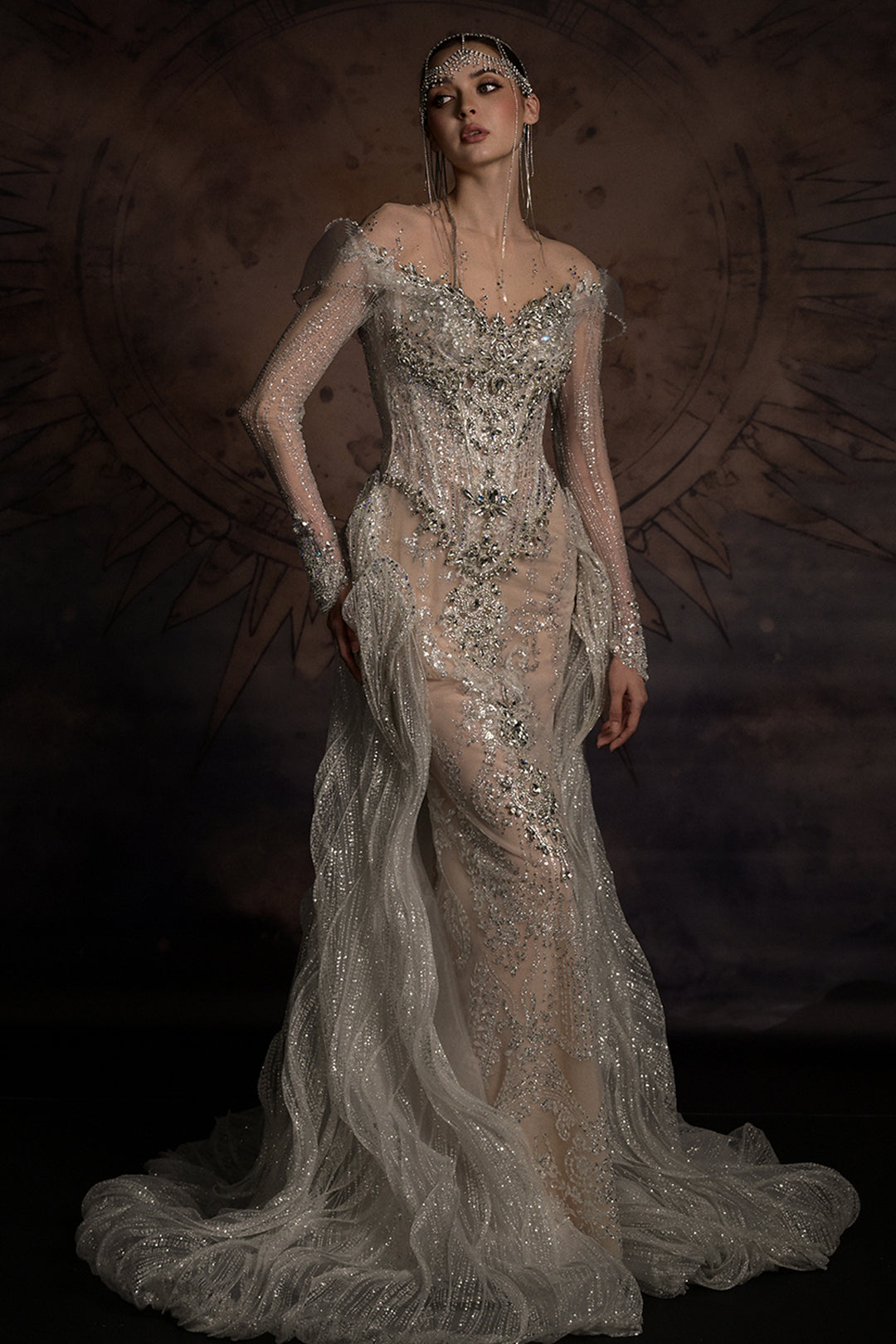 Overskirt Dress with Illusion Mesh