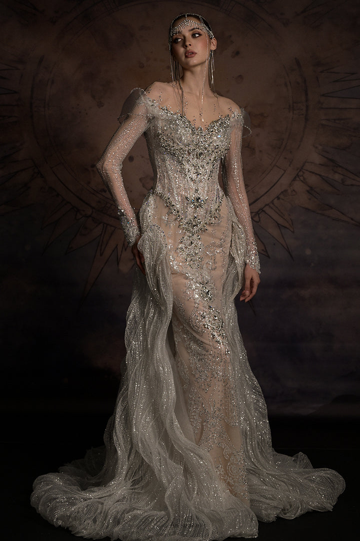 Overskirt Dress with Illusion Mesh