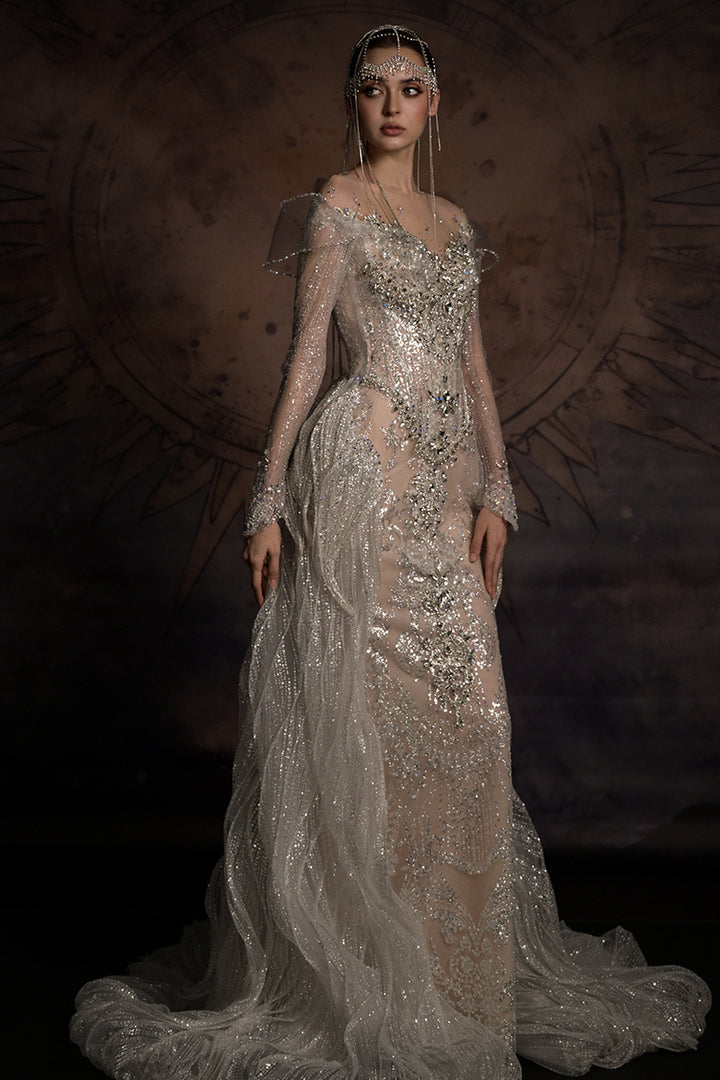 Overskirt Dress with Illusion Mesh