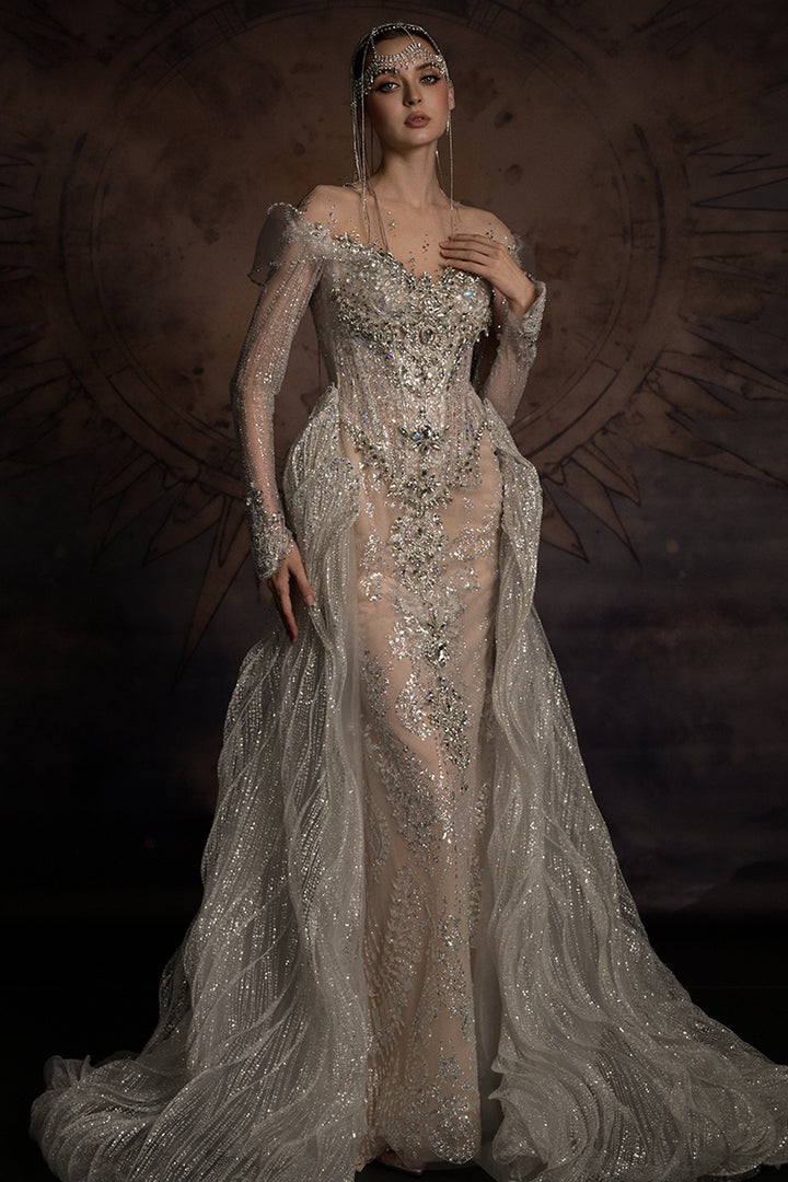 Overskirt Dress with Illusion Mesh