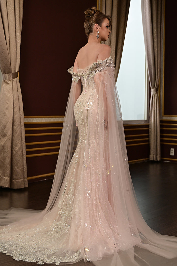 Off-The-Shoulder Crystal with Mermaid Dress