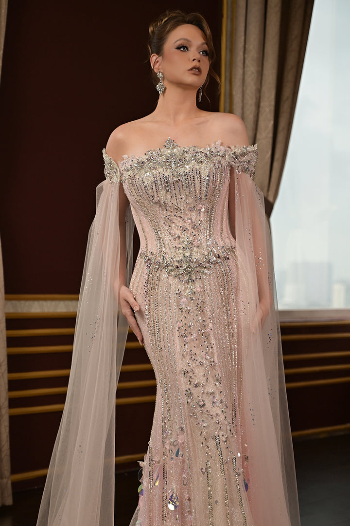 Off-The-Shoulder Crystal with Mermaid Dress