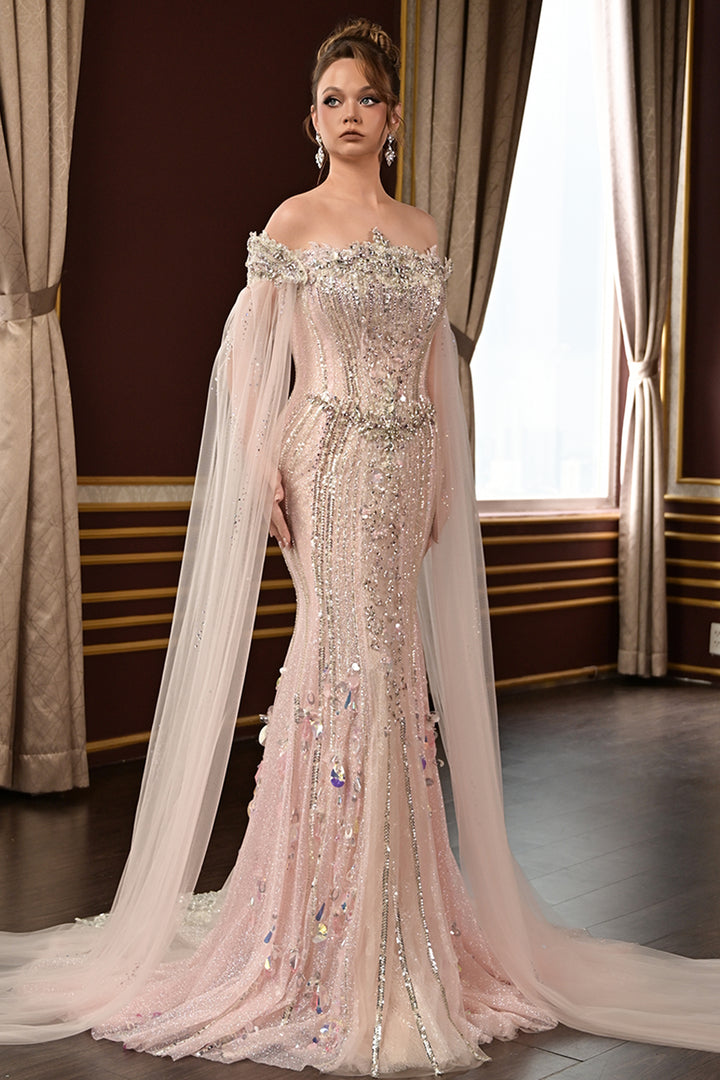 Off-The-Shoulder Crystal with Mermaid Dress