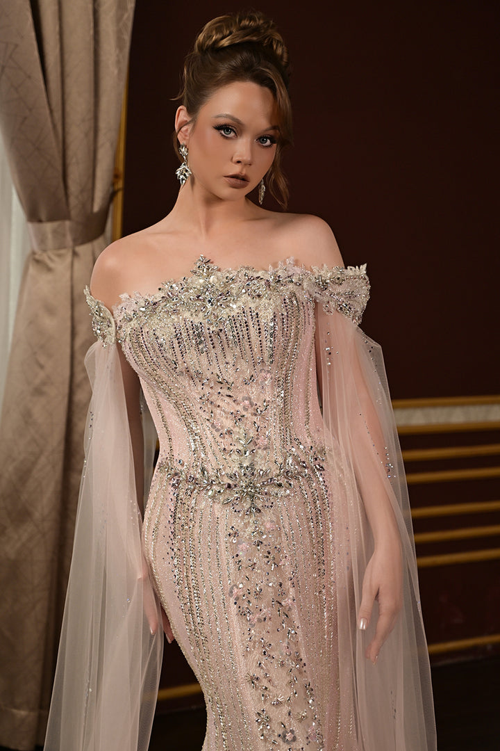 Off-The-Shoulder Crystal with Mermaid Dress