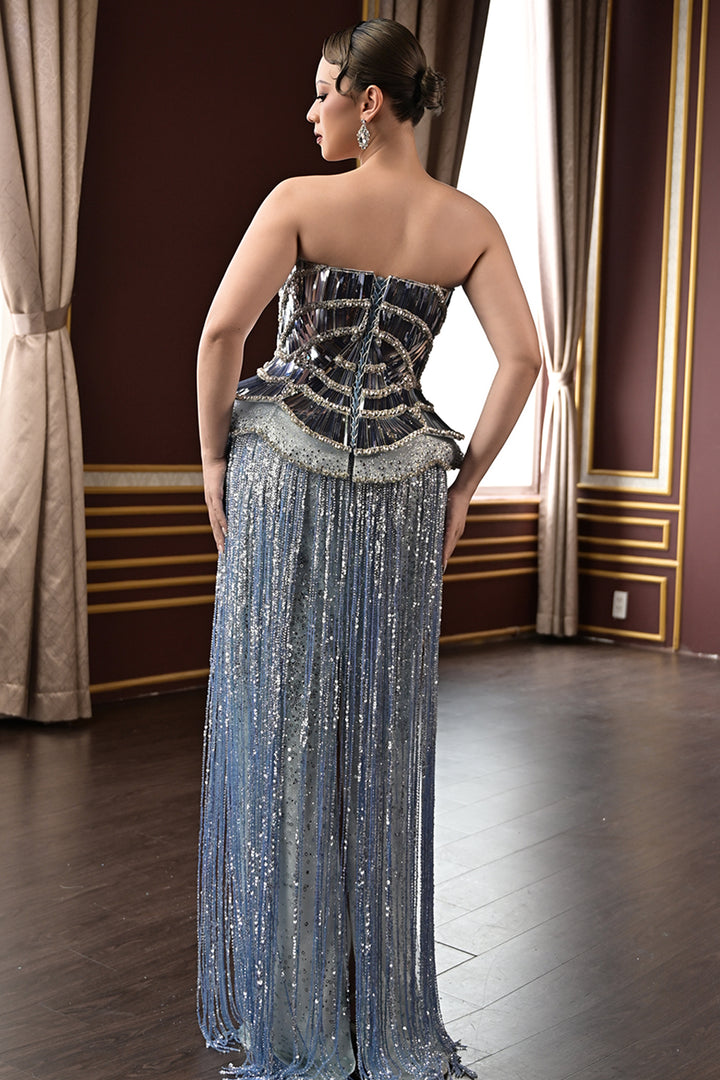 Embellished Strapless with Column Dress