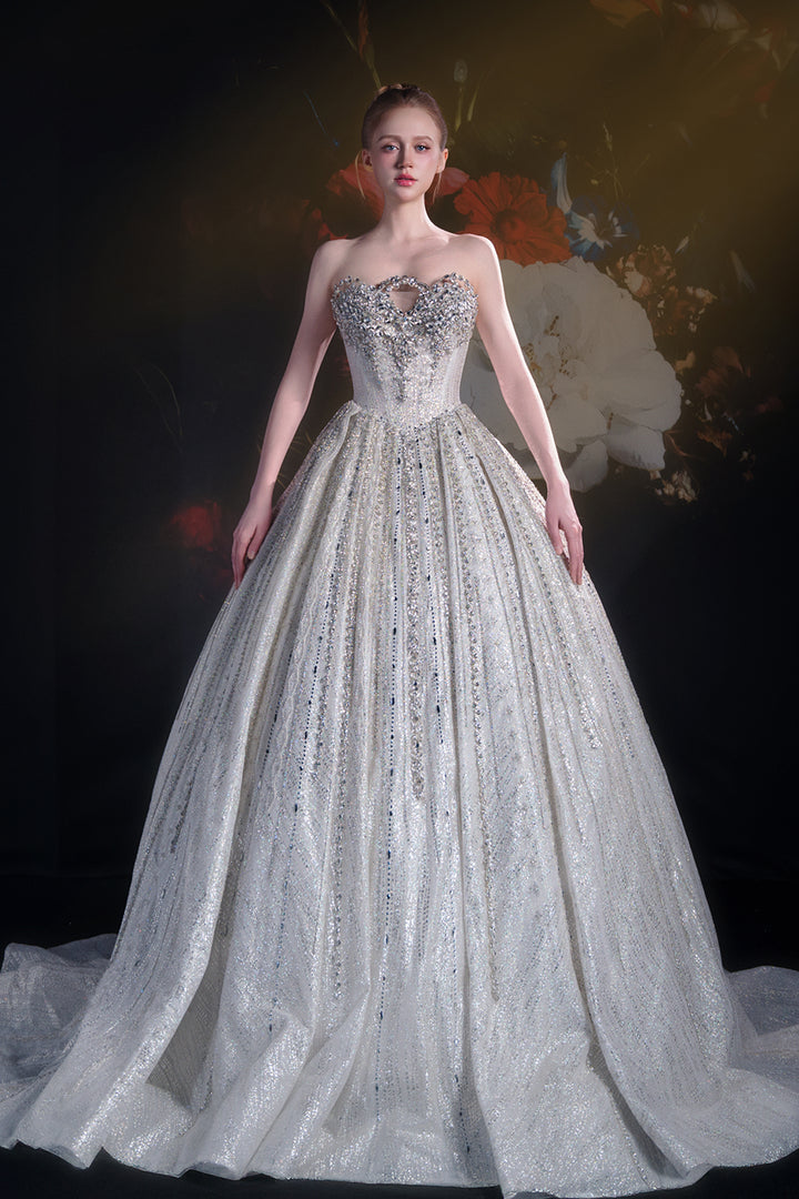 Strapless Sweetheart Neckline and Crystal Embroidery Dress