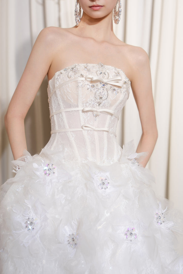 Strapless Crystal Sweetheart Long Dress