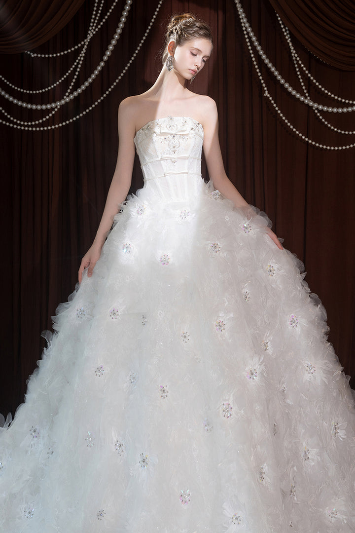 Strapless Crystal Sweetheart Long Dress