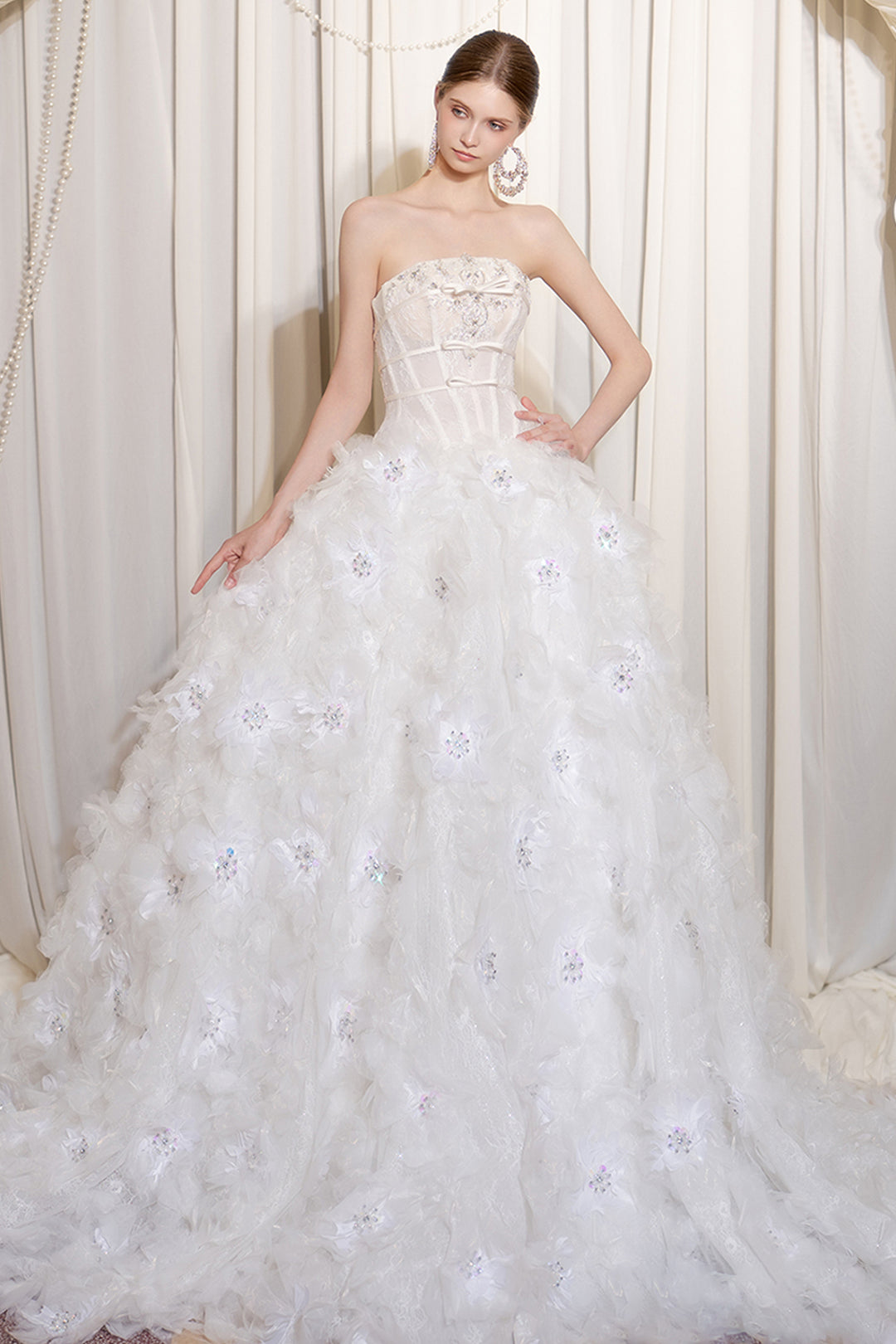 Strapless Crystal Sweetheart Long Dress
